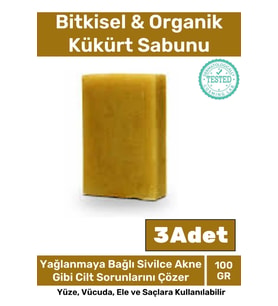 Özel Üretim %100 Doğal Koku Yüz Cilt Beyazlatıcı Organik Nemlendirici Kükürt Sabunu 3 Adet