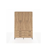Arges Gardrop 5 Raflı 5 Çekmeceli Tek Askılı 132x30x195 Çam-Çam