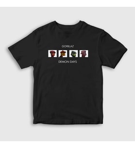 Presmono Unisex Çocuk Siyah Demon Days Gorillaz T-Shirt 54549tt