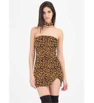pilelistore  B101427 Leopar Desenli Elbise (Çok Renkli)