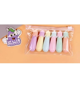 Mini Fosforlu Kalem 6lı Poşetli Patlıcan