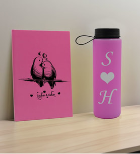 BK Gift Sevgiliye Özel İsimli Pembe Defter ve Cam Matara Hediye Seti-4, Sevgiliye Hediye, Sevgililer Günü, Yeni İş Hediyesi