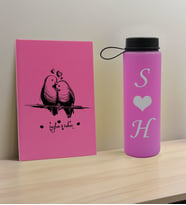 BK Gift Sevgiliye Özel İsimli Pembe Defter ve Cam Matara Hediye Seti-4, Sevgiliye Hediye, Sevgililer Günü, Yeni İş Hediyesi