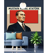 Mustafa Kemal Atatürk Portre Resmi Dekoratif Kanvas - Mdf Ahşap Tablo