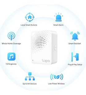 TP-Link Tapo H100, Tapo Akıllı Hub, Tapo Akıllı Anahtar, Düğme ve Sensörle Çalışır, 64 Cihaz Bağlant