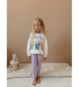 Cg Kids Labubu Lila Baskılı 2 Iplik Kız Çocuk Taytlı Alt Üst Takım