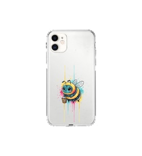 iPhone 11 ile uyumlu Splash arı tasarımlı şeffaf silikon kılıf