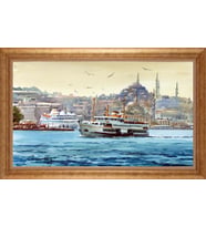 Çerçeveli Paspartulu Manzara Tablo ah1287 (Gold)