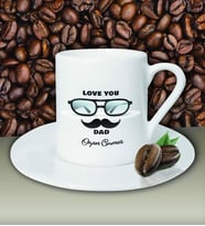 Kişiye Özel Love You Dad 2 Tasarımlı Beyaz Kahve Fincanı