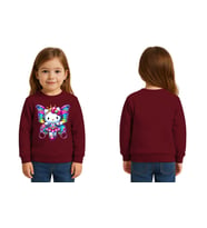Unisex Hello Kity Baskılı Çocuk Swaetshirt 3 İplik Şardonlu (Bordo)