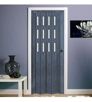 Faran Dekorasyon 87 x 215 Antrasit Renk Camlı Pvc Akordiyon Katlanır Kapı - FRNAKMODEL-77
