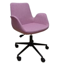 Büro Koltuğu Ofis Sandalyesi Pembe Renk Keten Kumaş Metal Ayaklı