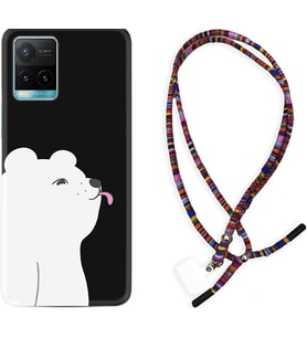 Vivo Y11S Y21S Y20 Y20S Y70 Kılıf Boyun Asklı Rasta Silikon Panda Sevimli 1738