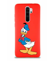 Xiaomi Redmi Note 8 Pro Soft Premier Kapak Donald Duck-D Tasarımlı Silikon Kılıf - Kırmızı (Şeffaf)