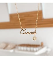 Kişiye Özel 925 Ayar Gümüş Şık Yengeç Burcu Sembol Kolye (Gold)