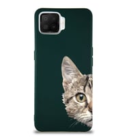 Oppo A73 Soft Premier Kapak Catface Tasarımlı Silikon Kılıf - Yeşil (Şeffaf)
