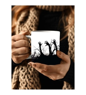 Zombi Eller Şeklinde Tam Boy 3 Boyutlu Tasarım Seramik Kupa Mug - Hediyelik Kupa