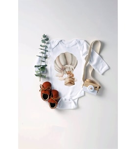 Unisex Bebek Ayıcık Ve Ailesi Baskılı Body Zıbın