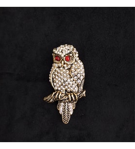 Aşina Gümüş - Baykuş Swarovski Taşlı Elmas Montür Yaka İğnesi Broş Sevgiliye Hediye