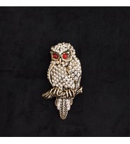 Aşina Gümüş - Baykuş Swarovski Taşlı Elmas Montür Yaka İğnesi Broş Sevgiliye Hediye