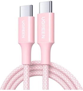USB-C 100W 5A QC PD Örgülü Hızlı Şarj Kablosu, 1 Metre, Pembe, 65251