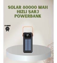 Powerbank Solar Fenerli Çoklu Kablolu Taşınabilir Şarj Aleti