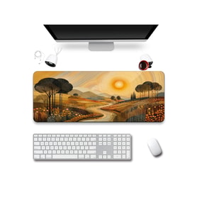 SonicTouch Klavye Mousepad 40x90cm Dikişsiz Pürüzsüz Sıvı Geçirmez Kaymaz Taban Altın Vadi