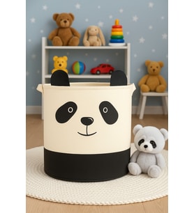 Panda Tasarımlı Filesiz Bebek Çocuk Odası Düzenleyici Saklama Kutusu Oyuncak Kirli Sepeti 37x40 (Standart)
