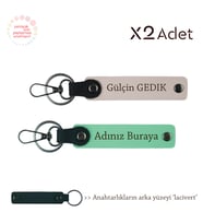 Çiftlere Anlamlı Jest, İsim & Soyisim Kişiselleştirilmiş 2’li Anahtarlık, Yeşil-Pudra-Lacivert