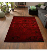 Afgan Türkmen Otantik Desenli Dokuma Salon ve Oturma Odası Halısı 4897HZS76 (Bordo)