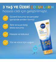 Lexroo SUN SPF50 Çok Yüksek Korumalı Çocuk Güneş Kremi 100 ml, Tere ve Suya Dayanıklı,C,E Vitamini