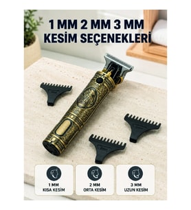 Mey İthalat® Profesyonel Saç ve Sakal Tıraş Makinesi 1500 mAh Bataryalı 1 2 3 mm Taraklı