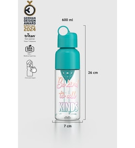 Renga Moon Desenli 600 ml Sıkacaklı Tritan Matara 912054 Turkuaz