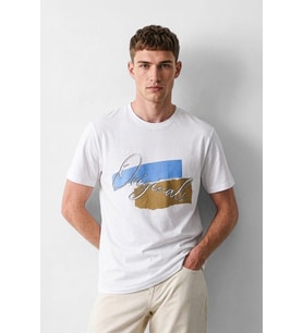 Erkek %100 Pamuk Bisiklet Yaka Baskılı T-shirt