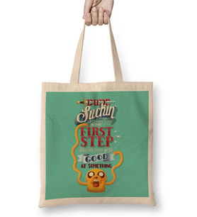 Adventure Time Lettering Sorta Good Bez Çanta Uzun Saplı