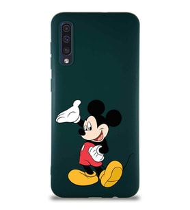Samsung Galaxy A50 Soft Premier Kapak Mickey Mouse-C Tasarımlı Silikon Kılıf - Yeşil (Şeffaf)