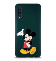 Samsung Galaxy A50 Soft Premier Kapak Mickey Mouse-C Tasarımlı Silikon Kılıf - Yeşil (Şeffaf)