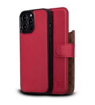Bouletta Apple iPhone 13 Pro Max Uyumlu Deri Cüzdanlı Kılıf FL24 Kırmızı