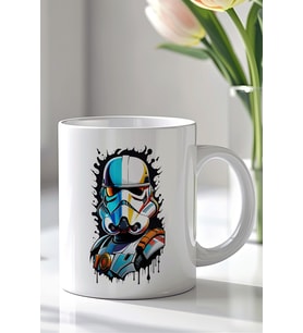 Starwars Tasarımlı 330ml Baskılı Beyaz Seramik Kupa Bardak