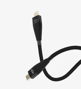 K693 Safe 27W PD Örgülü Type-C'den Lightning'e Şarj Kablosu 1.2M Siyah