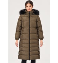Dewberry Kadın %100 Polyester Kaban Haki Z9740 Katmanlı Kombin, Şehir ve Ofis Stili, Kazak ve Gömlek Kombini