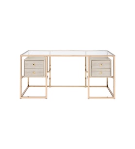 Hitit Dekorasyon Trinity Gold Metal & Ahşap & Cam Çalışma Masası
