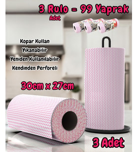 Technow Softtex 33 Yaprak Kopar Kullan Rulo Hassas Temizlik Bezi 27x30cm 3 Rulo Adet
