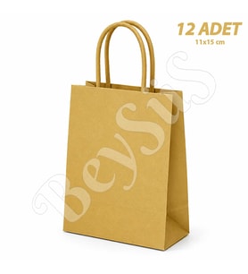 11x15 cm Hediyelik Kağıt Çanta Gold 12 Adet