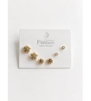 Kar Tanesi Gold Altılı Küpe