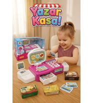 Sesli Oyuncak Yazar Kasa Market Seti - Pilli, Aksesuarlı, Hesap Makineli Evcilik Oyuncağı (Pembe)