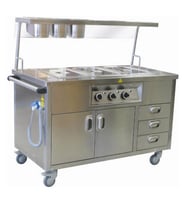 Öztiryakiler Ohbe 13070 Bain Marie Elektrikli Hareketli Servis Raflı, Çekmeceli, 3 Gn 1/1, 130x70 Cm