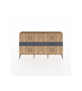 Arges Konsol 5 Raflı 3 Çekmeceli 8 Kapaklı 176x30x99 Çam-Çam/Antrasit