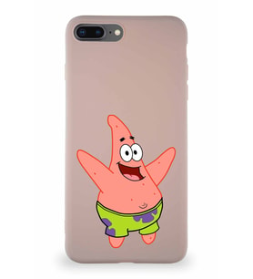 Apple iPhone 8 Plus Soft Premier Kapak Patrick Yıldız Tasarımlı Silikon Kılıf - Pudra (Şeffaf)