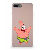 Apple iPhone 8 Plus Soft Premier Kapak Patrick Yıldız Tasarımlı Silikon Kılıf - Pudra (Şeffaf)